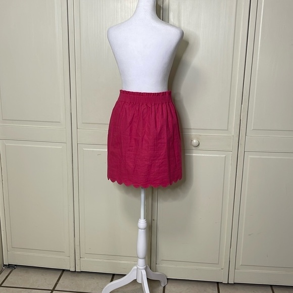 J.CREW Women’s Pink Short Mini Linen and Cotton Scallop Hem Skirt Size 0 - Picture 5 of 7